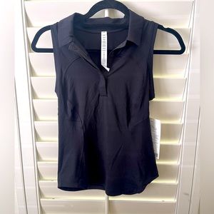 NWT Lululemon Quick-Dry Sleeveless Polo Shirt in Black sz 4